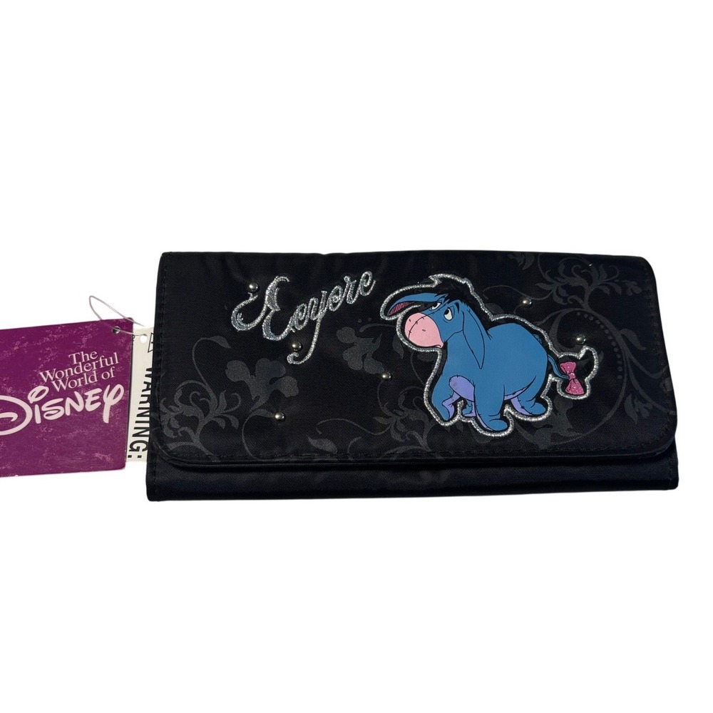 Disney Eeyore Black Nylon Trifold Checkbook Wallet Rhinestone Winnie the Pooh
